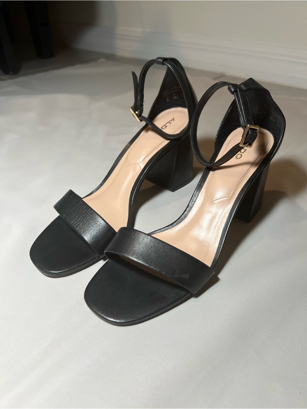 ALDO Black Block Heel Ankle Strap Sandals – Size 8 (EU 38.5)